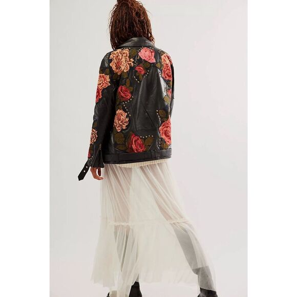 New Free People Rebel Rose Moto Jacket Size Medium - Picture 4 of 13